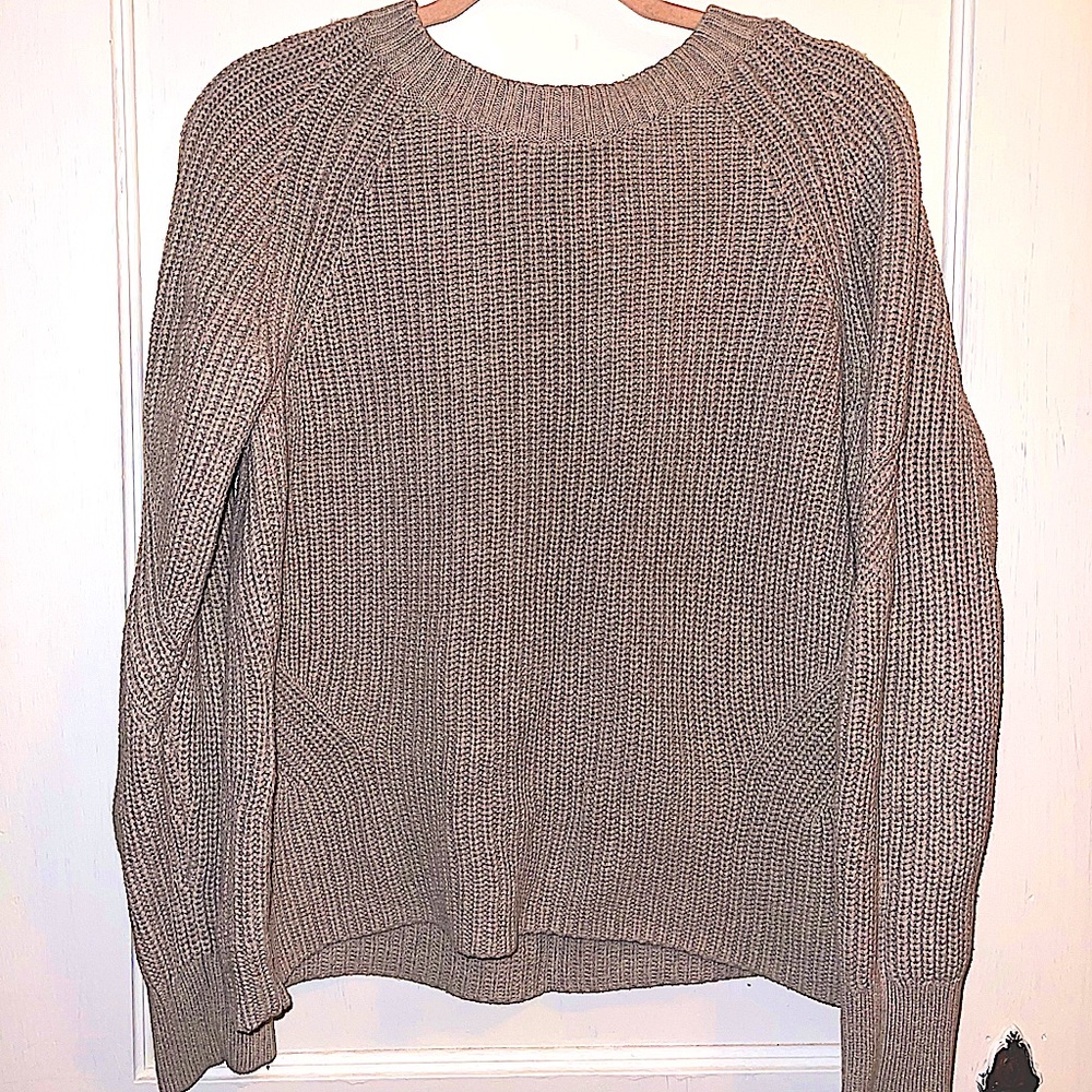 Oatmeal Cotton Gap Knit Sweater